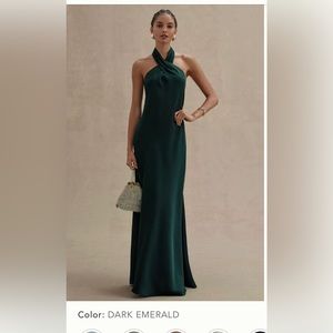 Anthropologie BHLDN gown in dark emerald, only worn once before!